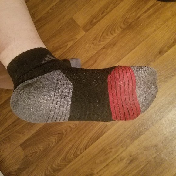 *ADIDAS Black/Red/Gray Socks Mens SZ M - Picture 1 of 1